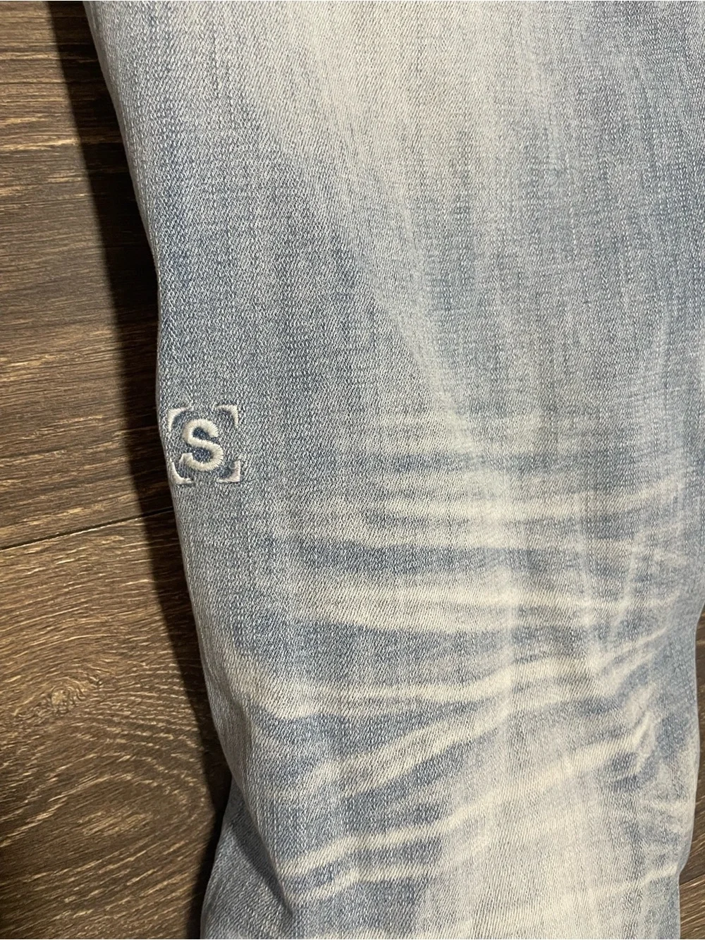 Serenede light Wash Distressed Men’s fitted denim Jeans - Size 42 men pants bot